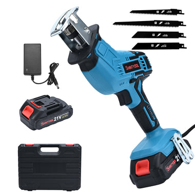 21v Cordless Reciprocating Saw, 2.0 Ah Battery Operated Reciprocating Saw With Charger,Hog Ring Anvil And 4 Pcs Blades For Wood Pvc Pipe Tree Cutting By SHINTYOO