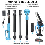 2-In-1 Pole Saws & Mini Chainsaw, Extension Pole Rotatable Pole 14ft Max Reach, With 2.0ah Batteries And Shoulder Strap, 21v Chainsaw For Tree Limb Branch Cutter By SHINTYOOL
