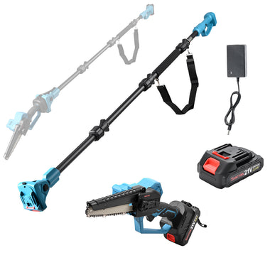 2-In-1 Pole Saws & Mini Chainsaw, Extension Pole Rotatable Pole 14ft Max Reach, With 2.0ah Batteries And Shoulder Strap, 21v Chainsaw For Tree Limb Branch Cutter By SHINTYOOL