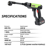 Cordless Mini Pressure Washer,21v 4.0ah Battery Small Power Washer