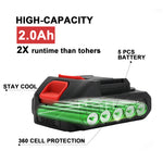 21v Lithium Battery - 2.0 Ah Battery with Charger Adapter