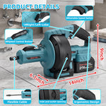 21V Cordless Electric Drain Auger, 23Ft Auger with 4.0Ah Battery, Charger, Non-Slip Gloves, Cleaning Cloth, Auger for Kitchen, Sink, Bathroom Shower Pipes, Toilet, Sewer Pipe by SHINTYOOL